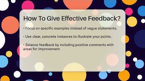 How To Give Effective Feedback? - The Personal Growth Path