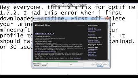 Optifine 1.7.2 Launch error fix