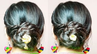 सणासुदीसाठी बन हेयरस्टाईल-भाग 5|Vat Purnima Special Braided Flower Bun|AlwaysPrettyUseful-Marathi