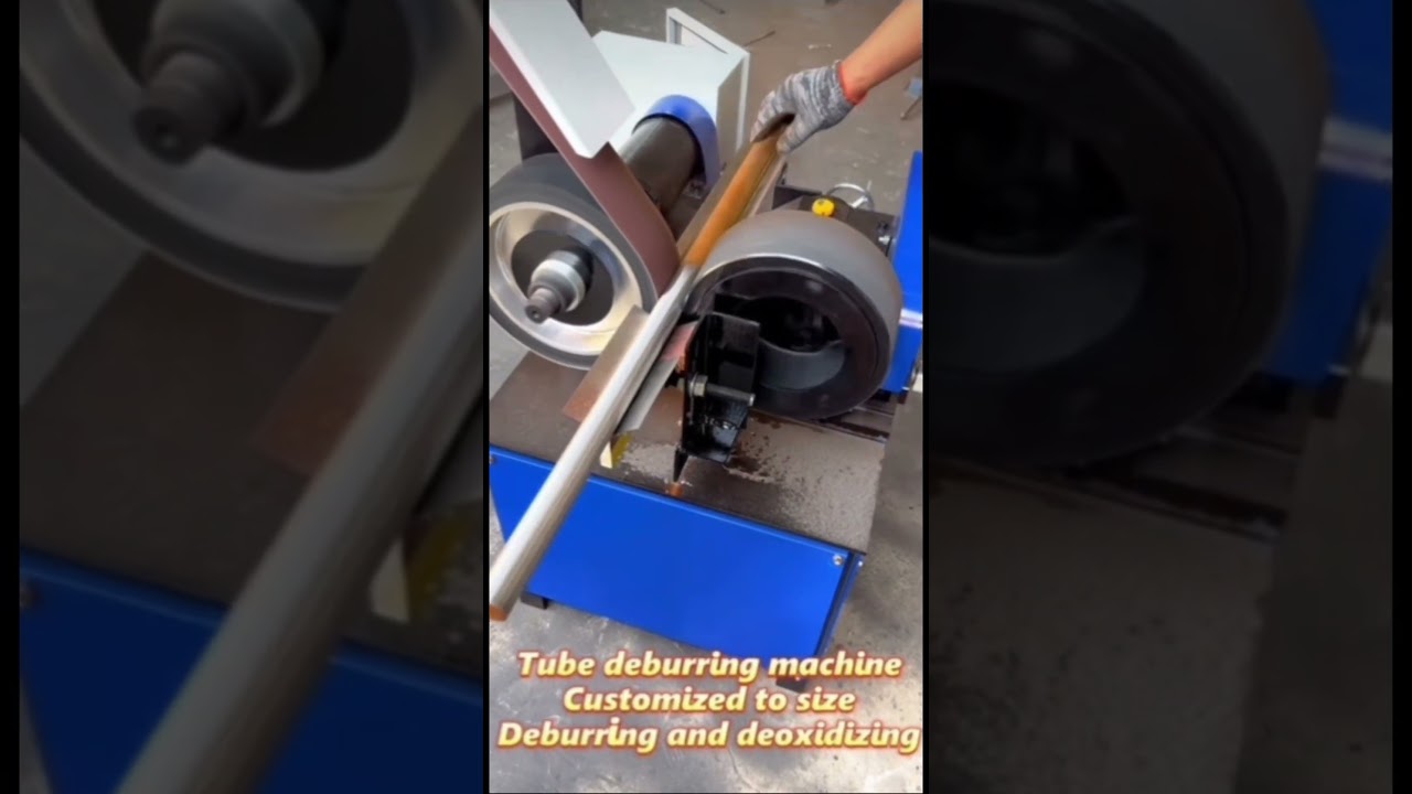 The tube deburring machine expertly cleans and polishes metal pipes! #