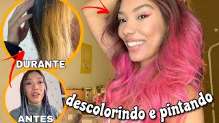 DESCOLORINDO O CABELO EM CASA E PINTANDO DE ROSA