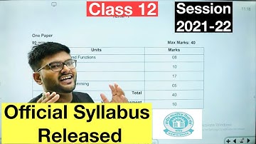 Class 12 Official Syllabus Released 2021-22 I Syllabus Update Class 12 I Class 12 Maths Syllabus