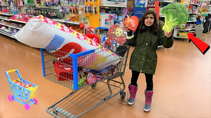 Kids Pretend play Shopping for Healthy food and Toys! funny video