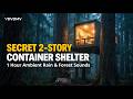 1 Hour in a SECRET Container Shelter Between Two Trees | Ambient Experience 4K