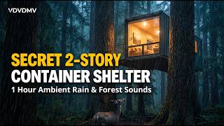 1 Hour in a SECRET Container Shelter Between Two Trees | Ambient Experience 4K