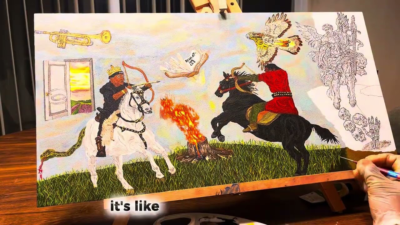 Oil painting a realistic grass with selft taught artist "P.C.L.C"