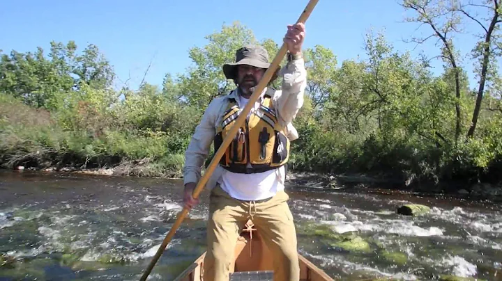 Poling up the Roseau from the old ford - Aug 28, 2...