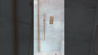 Small Bathroom Makeover | Beige Porcelain &amp; Brass Fixtures | Before and After Transformation