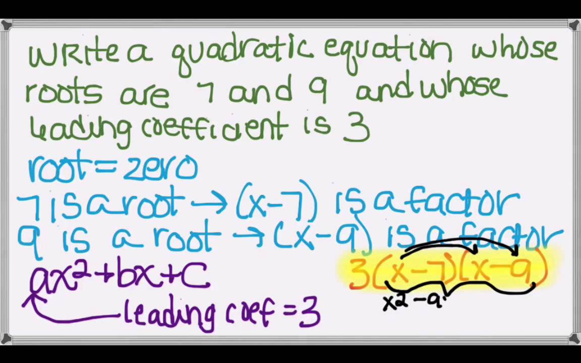 Writing a Quadratic Equation Given the Roots