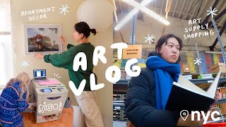 ART VLOG  art supply shopping in brooklyn, riso printing w/ radhia, apartment decorating!