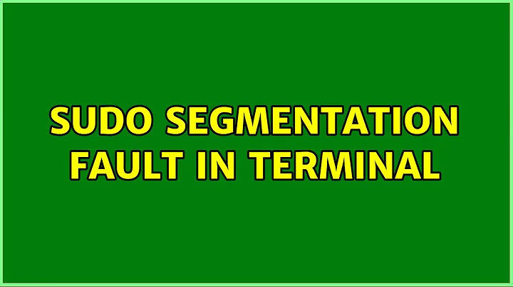 Sudo segmentation fault in Terminal (2 Solutions!!)