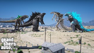 Zillark Godzilla, Titanus Godzilla vs Godzilla, Skeleton Godzilla - Epic Battle ( GTA V Mods )