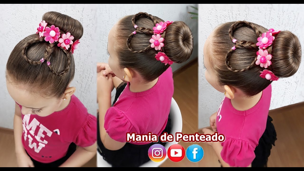 Penteado para Meninas Fácil e Rápido com Coque | Quick and Easy Hairstyle  with Bun for Girls💖 - thptnganamst.edu.vn