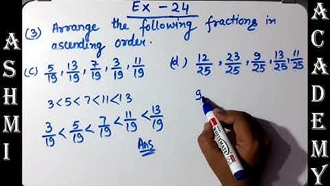 Fractions ( Exercise - 24 ) || Chapter 7 || class 5 || R S Aggarwal || ASHMI ACADEMY ||