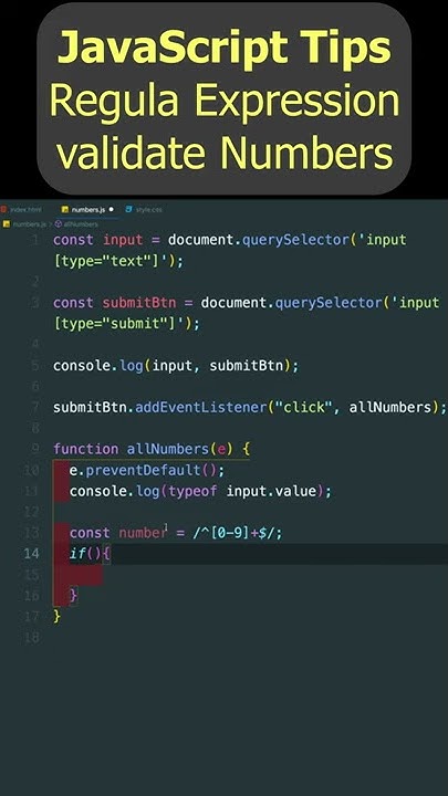 JavaScript tips for Regular Expression validation for numbers - YouTube