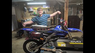 Nate's dirt bike upgrade! Pipe and bars! FMF, Pro taper, Yamaha yz250f