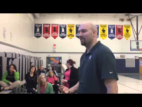 Michigan State's Anthony Ianni meets with Knapp Charter Academy students