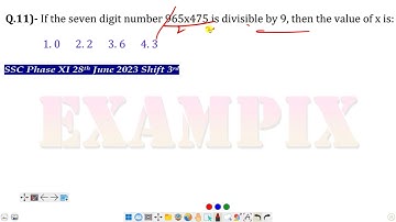 If the seven digit number 965x475 is divisible by 9, then the value of x is: