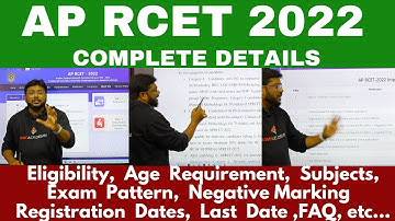 AP RCET 2022 Complete Details - Online Application & Other Details #aprcet #aprcet2022