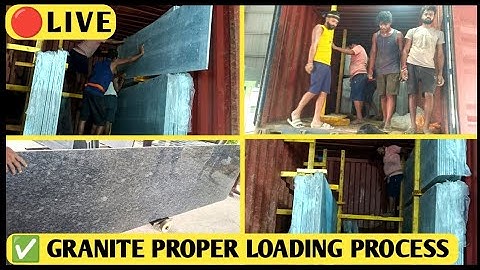 Granite Container Loading Live | Indian Granite Export Factory | Heavy Granite Slab Loading Process 