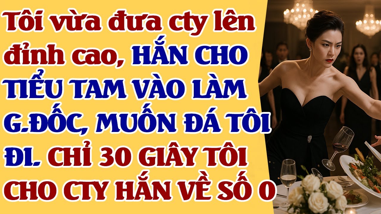 Tôi vừa đưa cty lên đỉnh cao, HẮN CHO TIỂU TAM VÀO LÀM G.ĐỐC, ĐÁ TÔI ĐI. 30S TÔIVCHO CTY HẮN VỀ SỐ 0