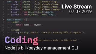 Coding a Node.js bill/payday management CLI | 07/07/2019
