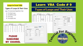 Learn VBA Code Part 9 || Types of Loops and Their Uses