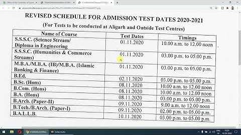 Aligarh Muslim University (AMU) Revised Entrance Exam dates for session 2020-21