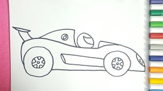 تعلم طريقة رسم سيارة سباق | رسم سيارة سباق خطوة بخطوة