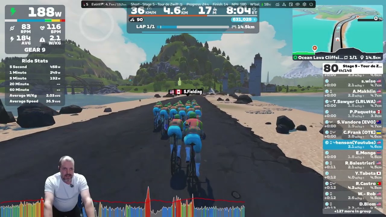 Zwift - Tour de Zwift - Stage 5 - Ocean Lava Cliffside Loop