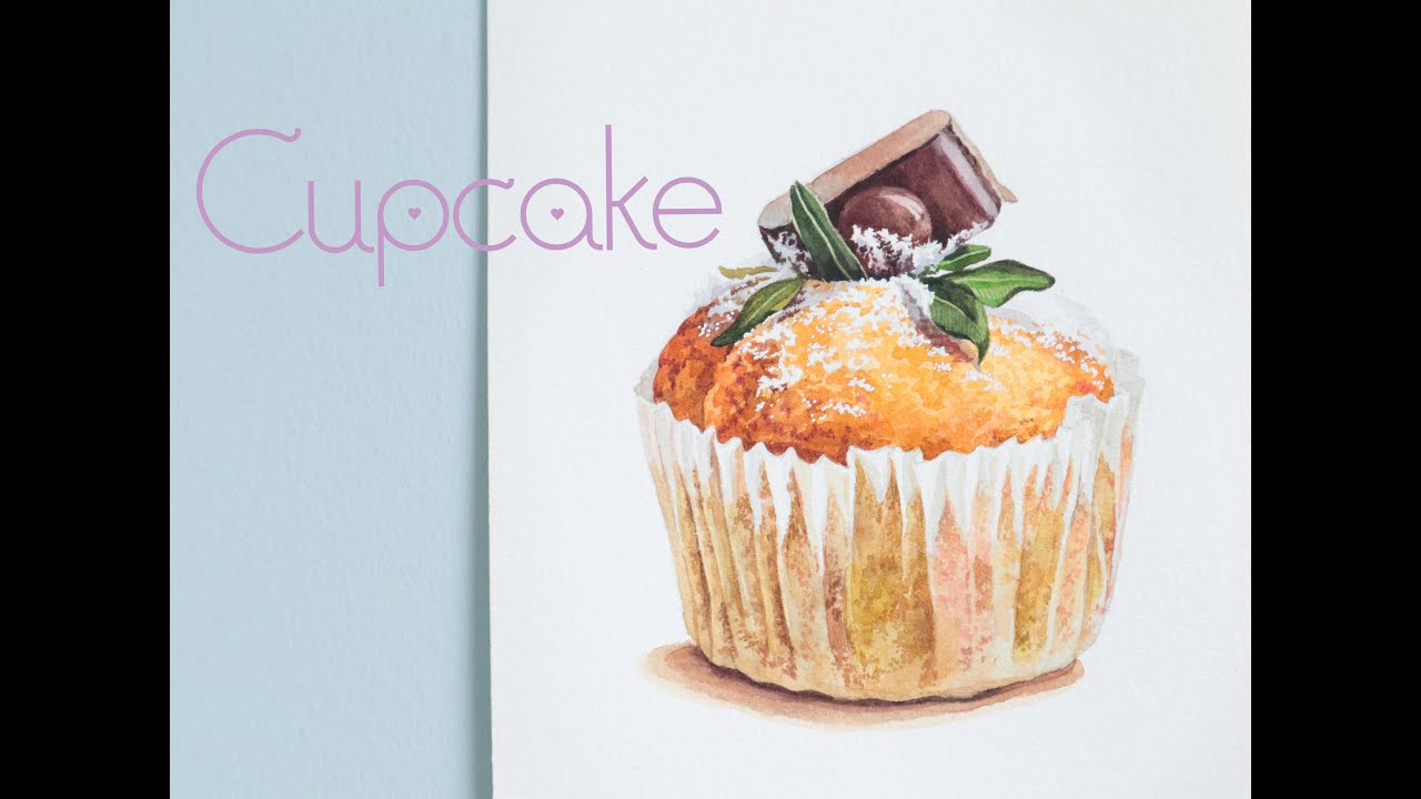 Watercolor Painting Cupcake / 수채화 컵케익 YouTube