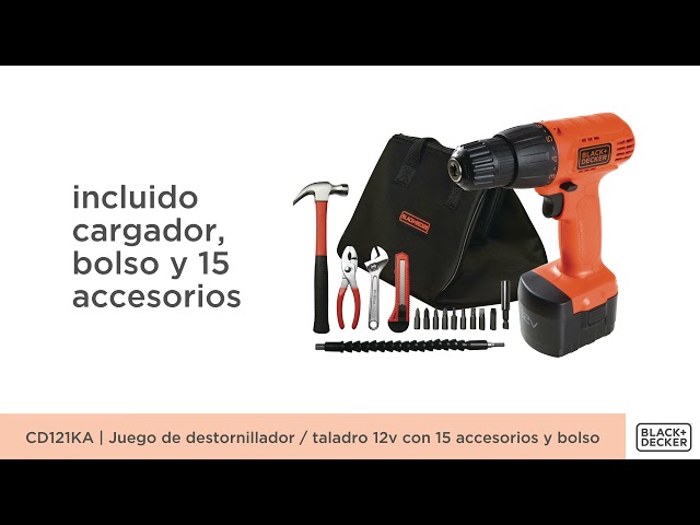 Taladro atornillador inalámbrico Black + Decker CD121K100 de 12 V