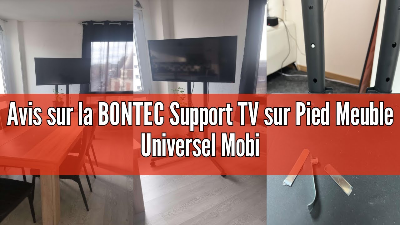 Support TV Sur Pied Mobile BONTEC - Universel 32-85 Pouces, Charge 60 Kg, VESA 600x400, Roulettes Verrouillables, Étagère Réglable, Inclinaison ±15°