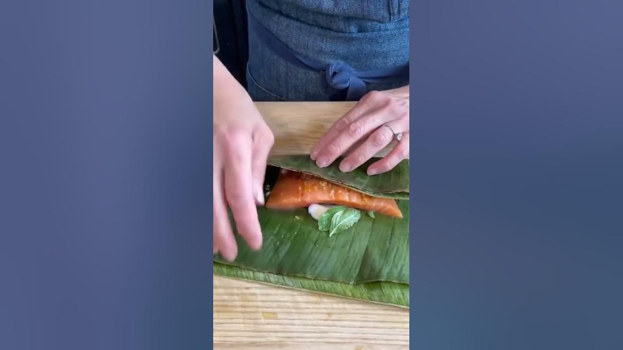 Salmon in banana leaves