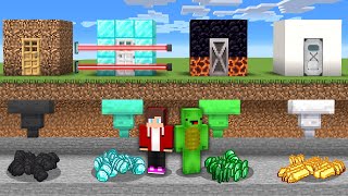 JJ \& Mikey 4 Ways to Steal Diamonds From Security Houses POOR to RICH in Minecraft challenge