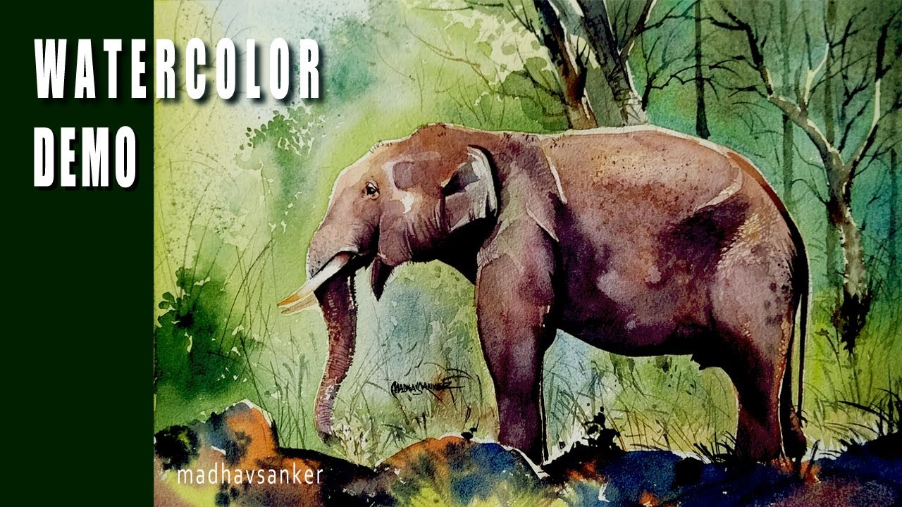How to paint an ELEPHANT in watercolor. YouTube
