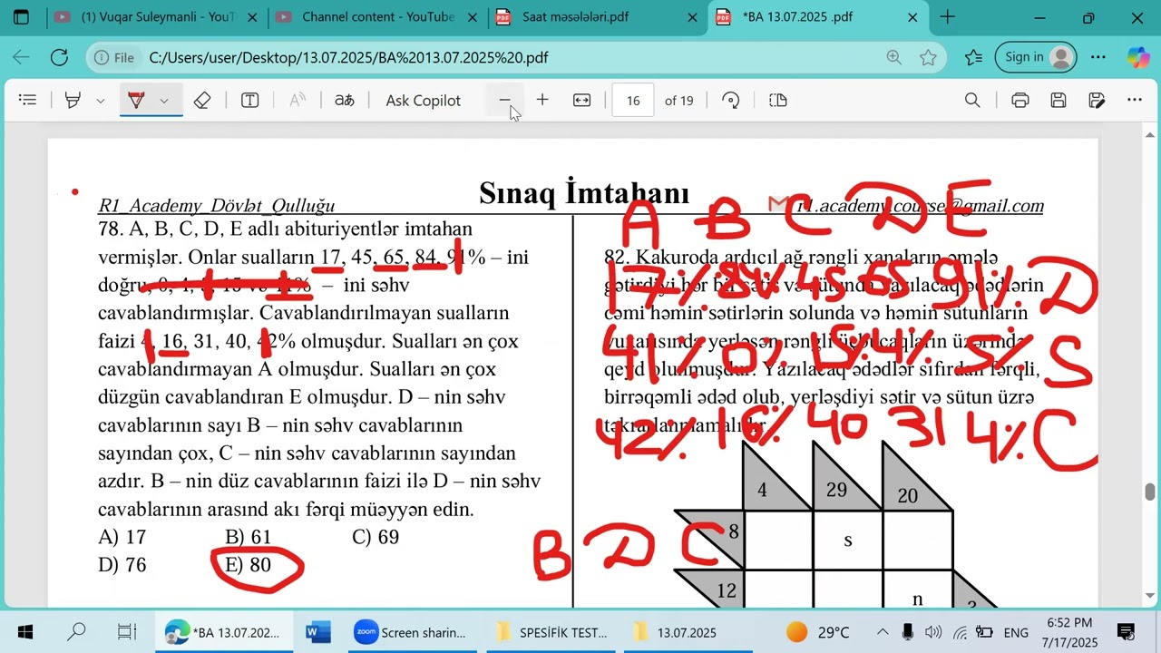 13 iyul sınağımızın MƏNTİQ suallarının izahı BA/BB/AB/AC. R1 Academy