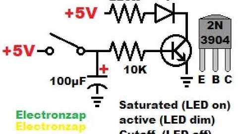 LED fade off circuit using capacitor and 2N3904 NPN bipolar junction transistor electronics BJT