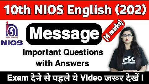 Nios Class 10 English Message Writing, Nios English 202 Message Writing Format + Important Questions