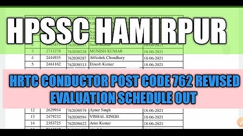 Hpssc Hamirpur Hrtc conductor post code 762 Roll No. Wise Evaluation Schedule Out!! Hpssc hpssb