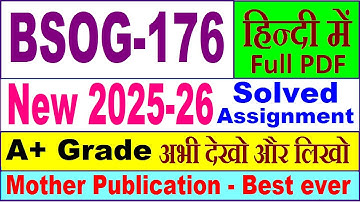 BSOG 176 solved assignment 2025-26 in Hindi || bsog 176 solved assignment 2026 || ignou bsog176