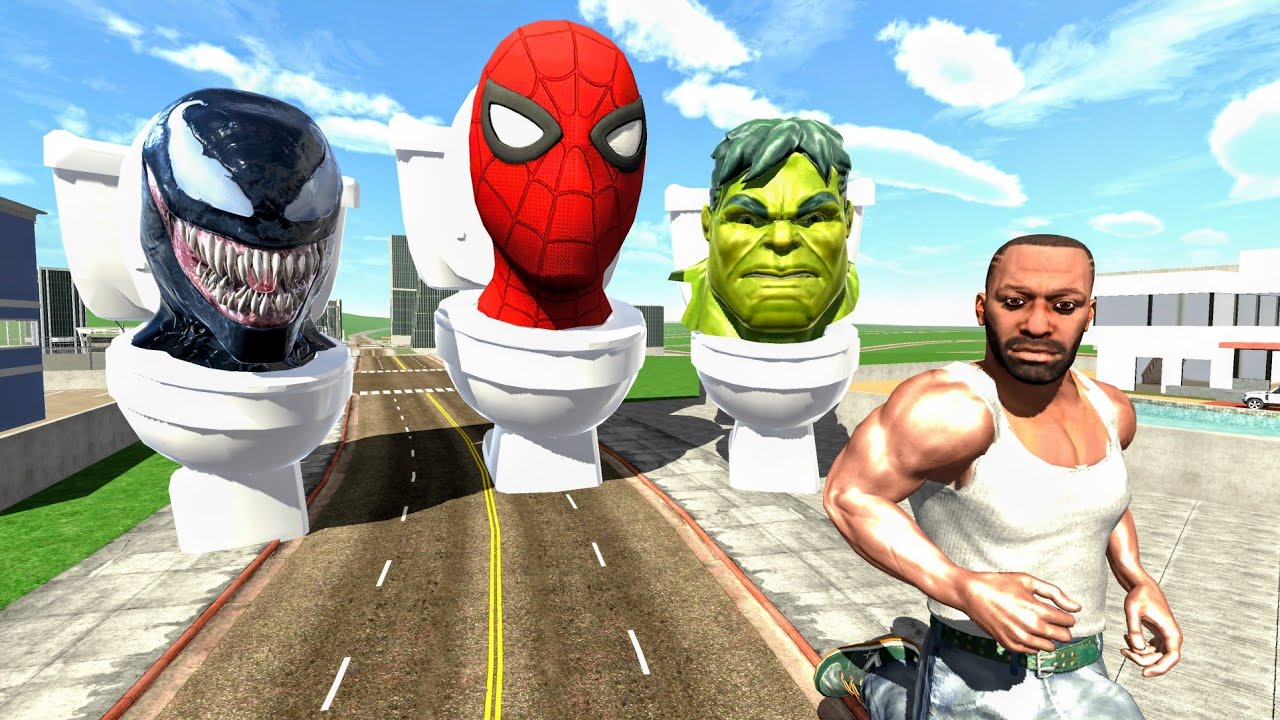 Franklin vs Avengers Skibidi Toilet Monsters – INDIAN BIKE DRIVING 3D
