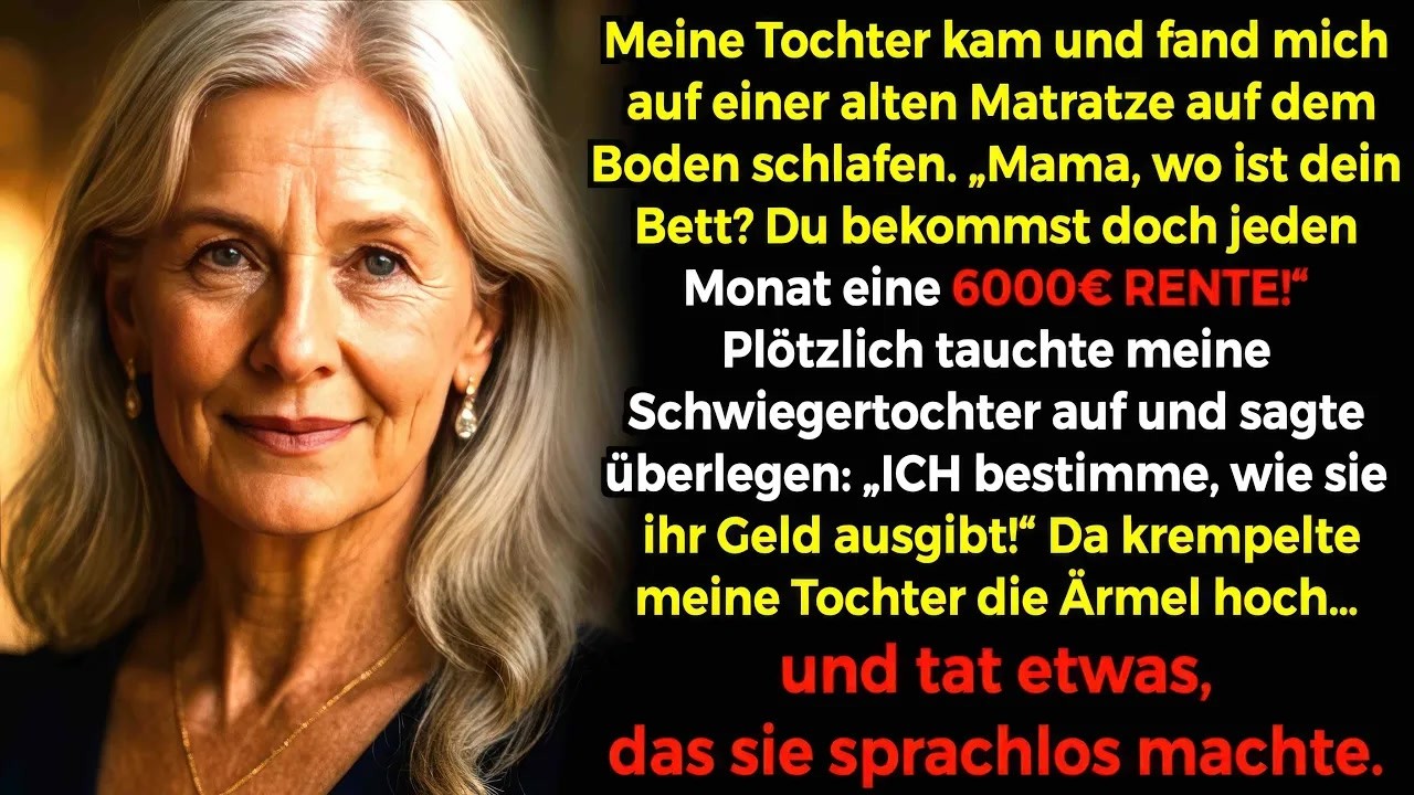 Meine Schwiegertochter kontrollierte meine 6000€ Rente, als ich am Boden schlief… Bis meine Tochter…