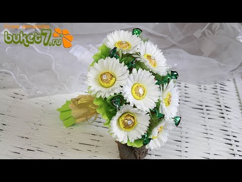 Букет с ромашками из конфет. Мастер-класс ☆ Diy Buket7ruTV