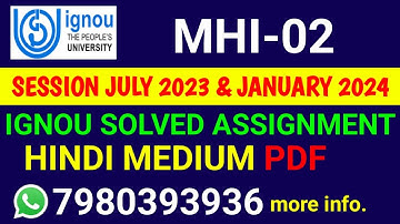 MHI 2 Solved Assignment 2023-24 Hindi, MHI 2 Solved Assignment 23-24, MHI-02 Assignment
