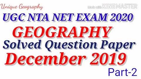 UGC NTA NET Geography Question Paper December 2019