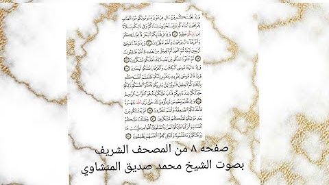 صفحه ٨ من المصحف الشريف بصوت الشيخ محمد صديق المنشاوي سورة البقرة الجزء الأول