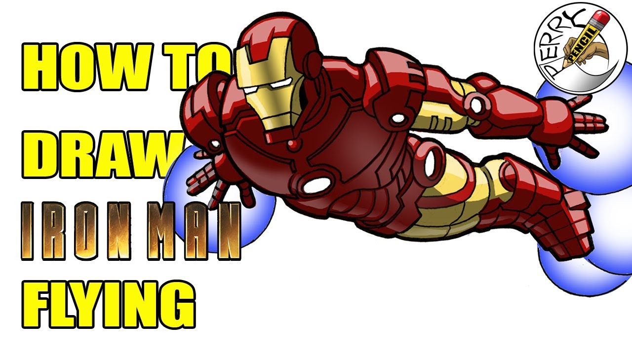 how to draw iron man flying