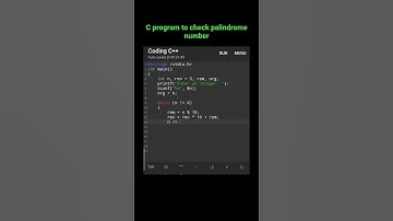 C Program to Check Whether a Number is Palindrome or Not. #c #cprogramming #shorts
