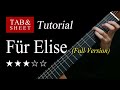 Fr elise full version  guitar lesson  tab